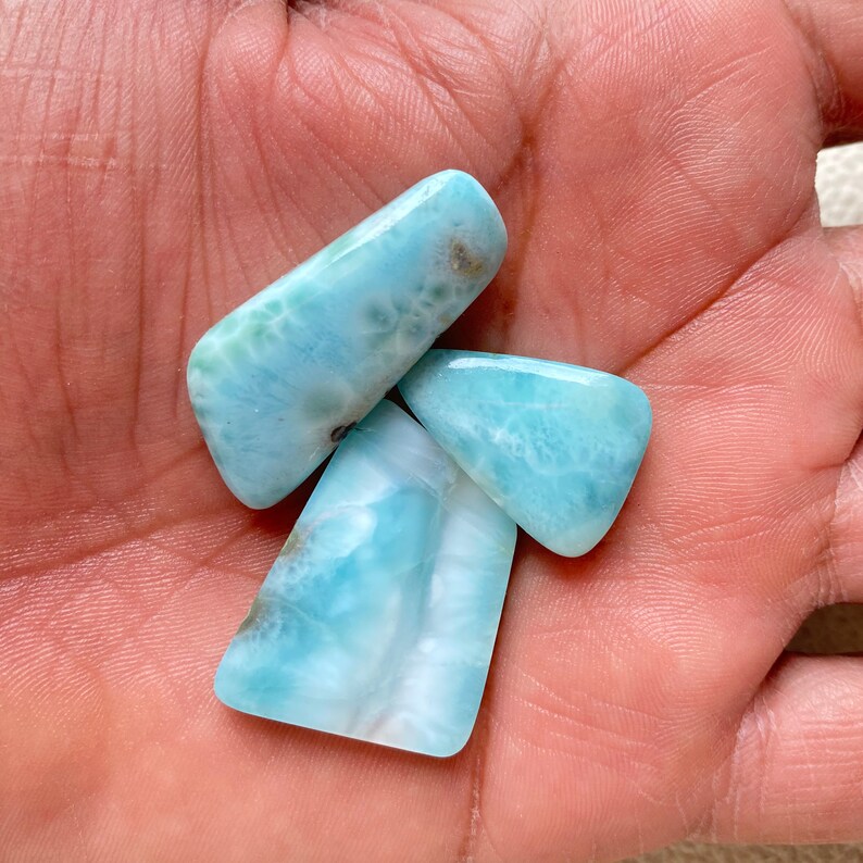 Top Classical Larimar Loose Cabochon Gemstone,Fancy Shape Larimar Lot,Very Rare Larimar Cabochon,Top Blue Pectolite Larimar Blue Gemstone,A
