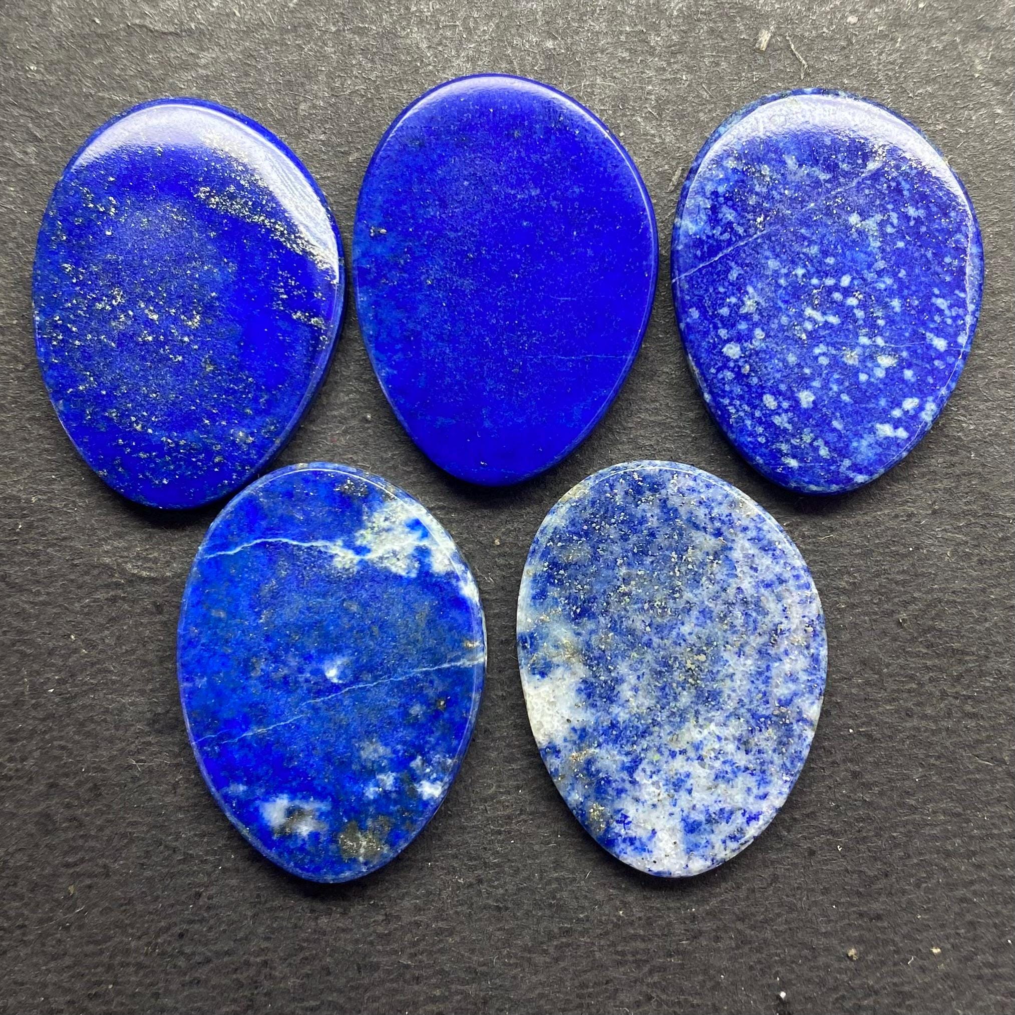 AAA Lapis Lazuli Flat Stone - Natural Blue Gems (5 Pcs, 20x27 Mm