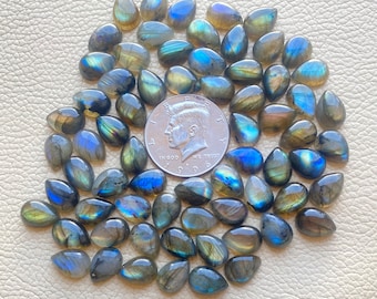 Top AAA Grade Labradorite Cabochon-Blue Labradorite Loose Cabochon-Labradorite Pendant-Blue Labradorite Pear-Blue Labradorite Pear Cabochons
