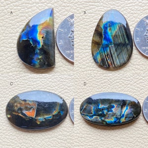 Spectrolite Tumbled Rare Black Flashing Spectrolite Cabochon-natural Deep Spectrolite Loose ...