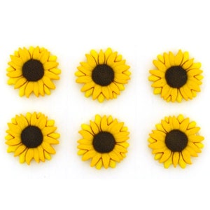 6 High Quality Sunflower Novelty buttons, Great for Sewing, Scrapbooking, Crafts, art projects and more!