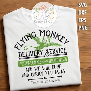 Flying Monkey-bezorgservice, Wizard of Oz t-shirtontwerp SVG, DXF, PNG, Eps, commercieel gebruik
