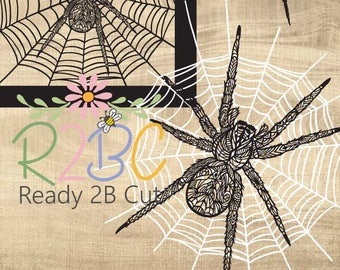 Spider Zenart Halloween Intricate Papercut Vinyl SVG, DXF, PNG, Eps, Vector files for Silhouette, Cricut, Cutting Machines, Commercial Use