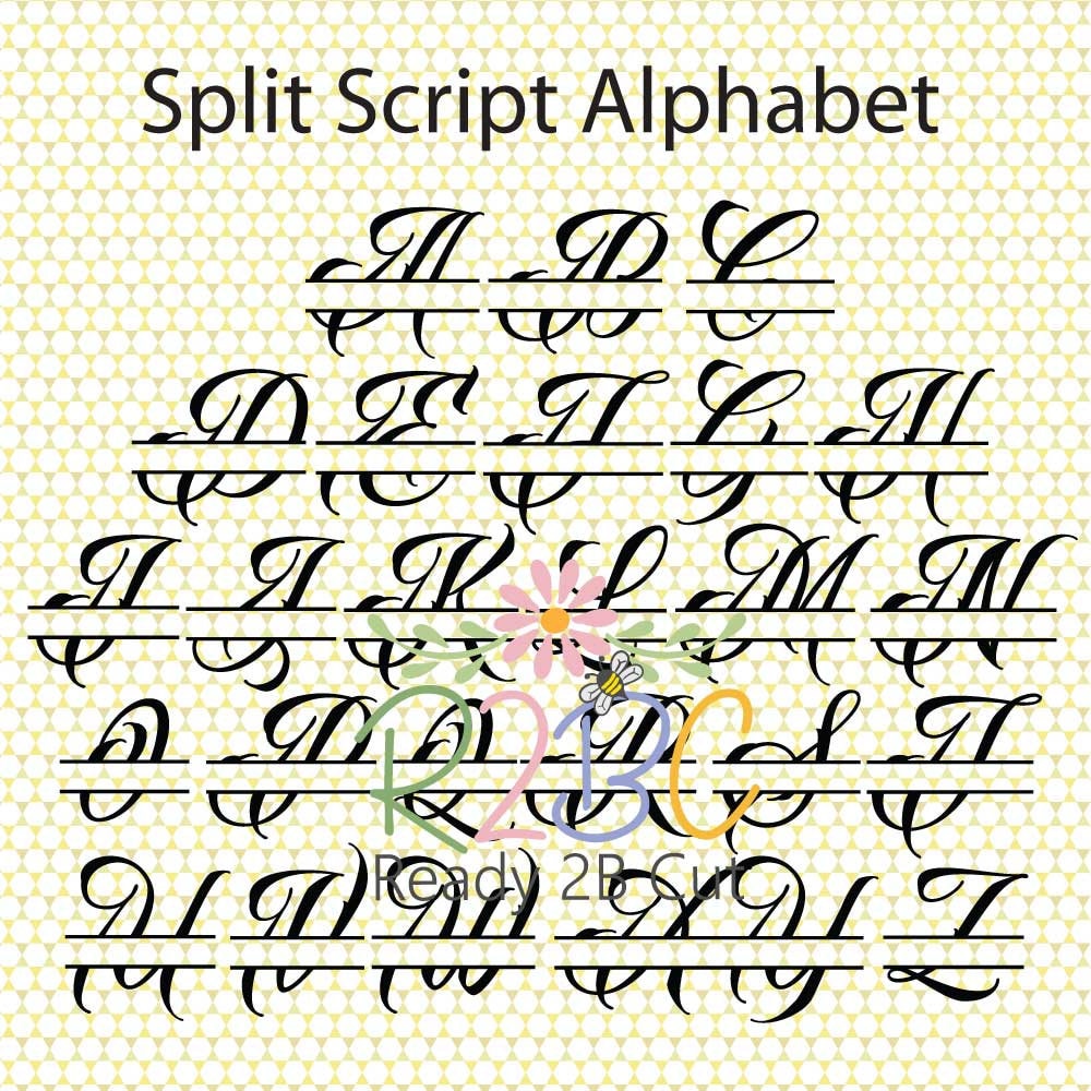 Script Monogram Alphabet Split for Customizing Friend Gift | Etsy