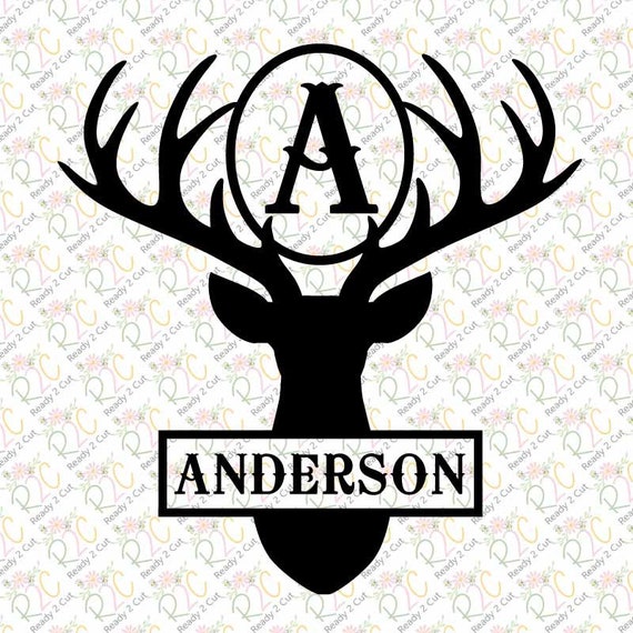 Download Deer Antler Monogram Alphabet Deer Head Hunting Sign Svg Etsy
