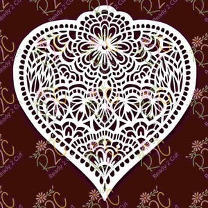 Heart Lace Intricate Valentine Card, Decal, t-shirt   SVG, DXF, PNG, Eps, Vector for Silhouette, Cricut, Cutting Machines, Commercial Use
