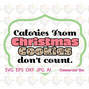 Calories from Christmas Cookies don&#39;t count,  SVG, DXF, JPG, Eps, files for Silhouette, Cricut, Cutting Machines, Commercial Use