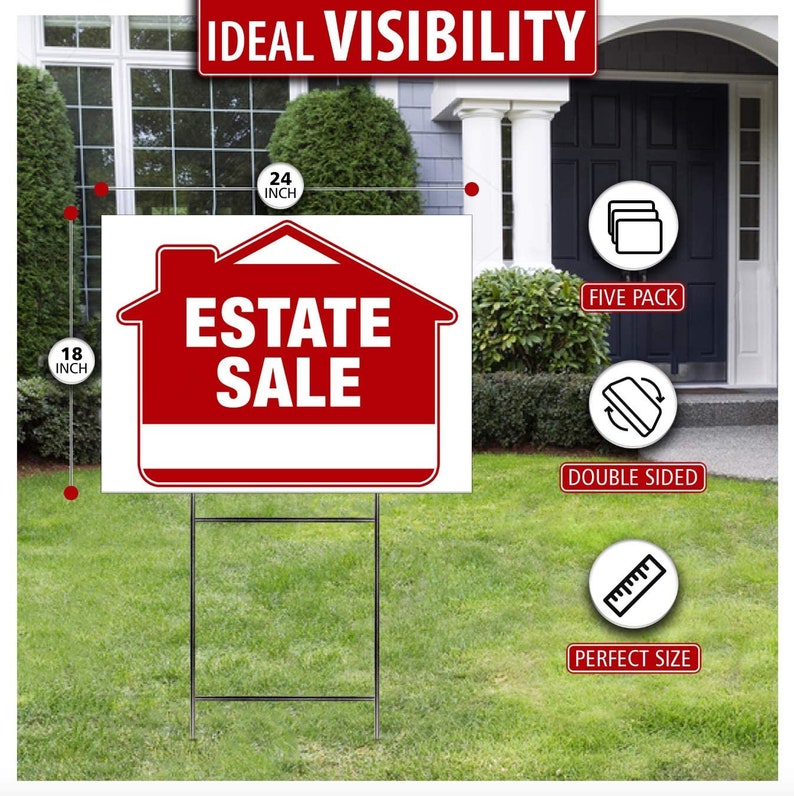 Estate Sale Signs multiple Pack Sizes Real Estate Yard Sign Estate Sale