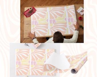Mid Mod Fondue Party matching gift wrap- Instant Download