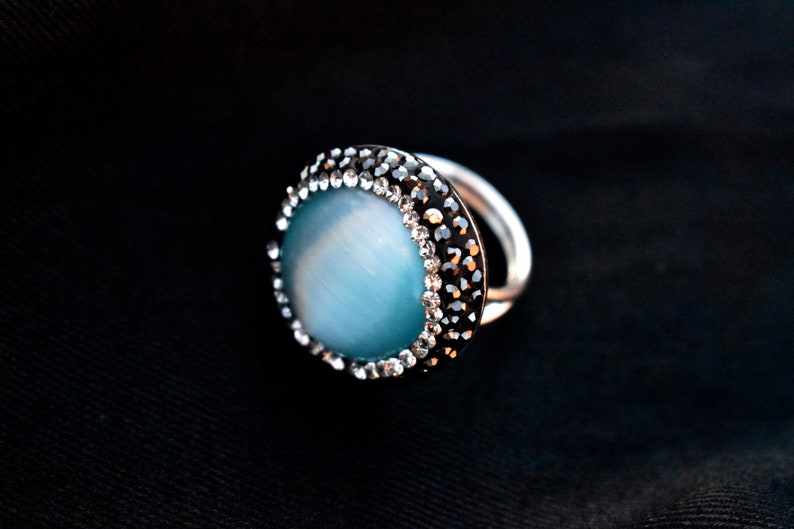 be on the sea jewelry Handmade ADJUSTABLE Natural Gemstone Ring Valentines Day Gift for her One of a Kind Aquamarine Ring
