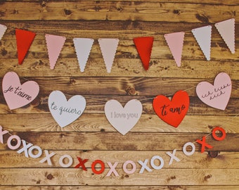 Valentinstag Banner | Valentinstag Dekor | Herz Girlande | Valentinstag Herz Banner | Valentinstag Party | Mantelbanner | Fotohintergrund