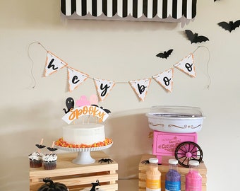 Halloween Ghost Party Decoration Kit | Black Orange Pink White | 3D Bat Stickers | Halloween Party | Birthday | Baby Shower | Pastel