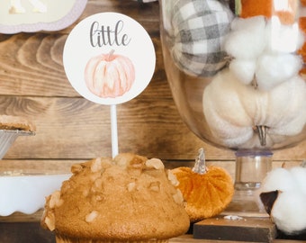 Little Pumpkin Cupcake Toppers | Little Pumpkin | Baby Shower Decorations | Fall Baby Shower Decor | Fall Themed Baby Shower | Fall Baby