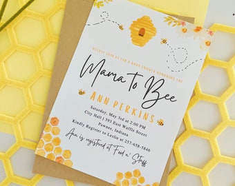 Mama to Bee Invitation | Baby Shower Invitation Suite | Mommy to Bee | Modern Bumble Bee | Babee Invitations | Gender Neutral Invite Set