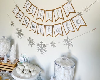 Little Snowflake Baby Shower Decorations Kit | Winter Wonderland | Pink or Blue | Winter Baby Shower Decor | little Snowflake is on the Way