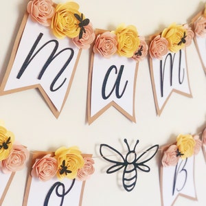 Mama to Bee Decoration | Baby Shower Banner | Bee Theme Baby Shower | Paper Flowers | Mama To Bee Banner | Floral Baby Shower Banner