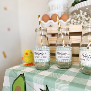Personalized Farm Birthday Party Water Bottle Labels | Farmyard Theme Party | Printable Milk Bottle Labels | Custom Name | Farmers Market