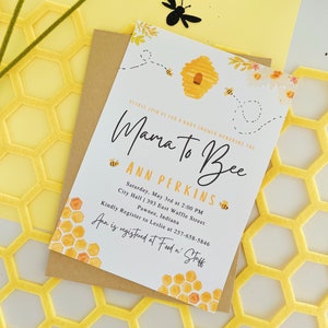 Mama to Bee Invitation | Baby Shower Invitation Suite | Mommy to Bee | Modern Bumble Bee | Babee Invitations | Gender Neutral Invite Set