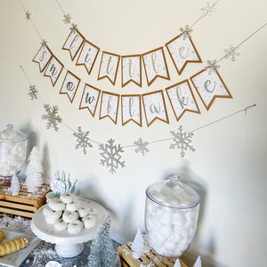 Little Snowflake Baby Shower Decorations Kit | Winter Wonderland | Pink or Blue | Winter Baby Shower Decor | little Snowflake is on the Way