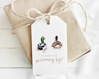 One Lucky Duck Thank You Tag | Mallard Duck Birthday Theme Favors | Boy First Birthday Decorations | Fall Decor | Thanks for Swimming By
