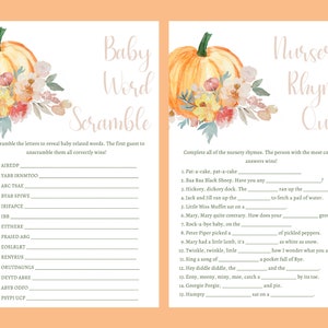 Little Pumpkin Baby Shower Games Printable Instant Download Bundle of ...