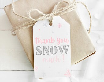 Winter ONEderland Thank You Tag | First Birthday Favor Tag | Snowflakes Pink Blue and Silver Gift Tag | Winter Wonderland | Instant Download