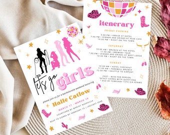 Nashville Invitation & Itinerary Digital Download or Printed | Let's Go Girls Bachelorette Weekend Invite | Last Rodeo | Let's Get Nashty