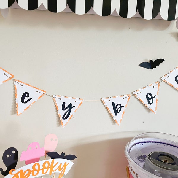 Hey Boo Banner | Halloween Decor | Halloween Garland | Boo Banner | Ghost Decor | Halloween Sign | Halloween Decoration | Boo Sign | Orange