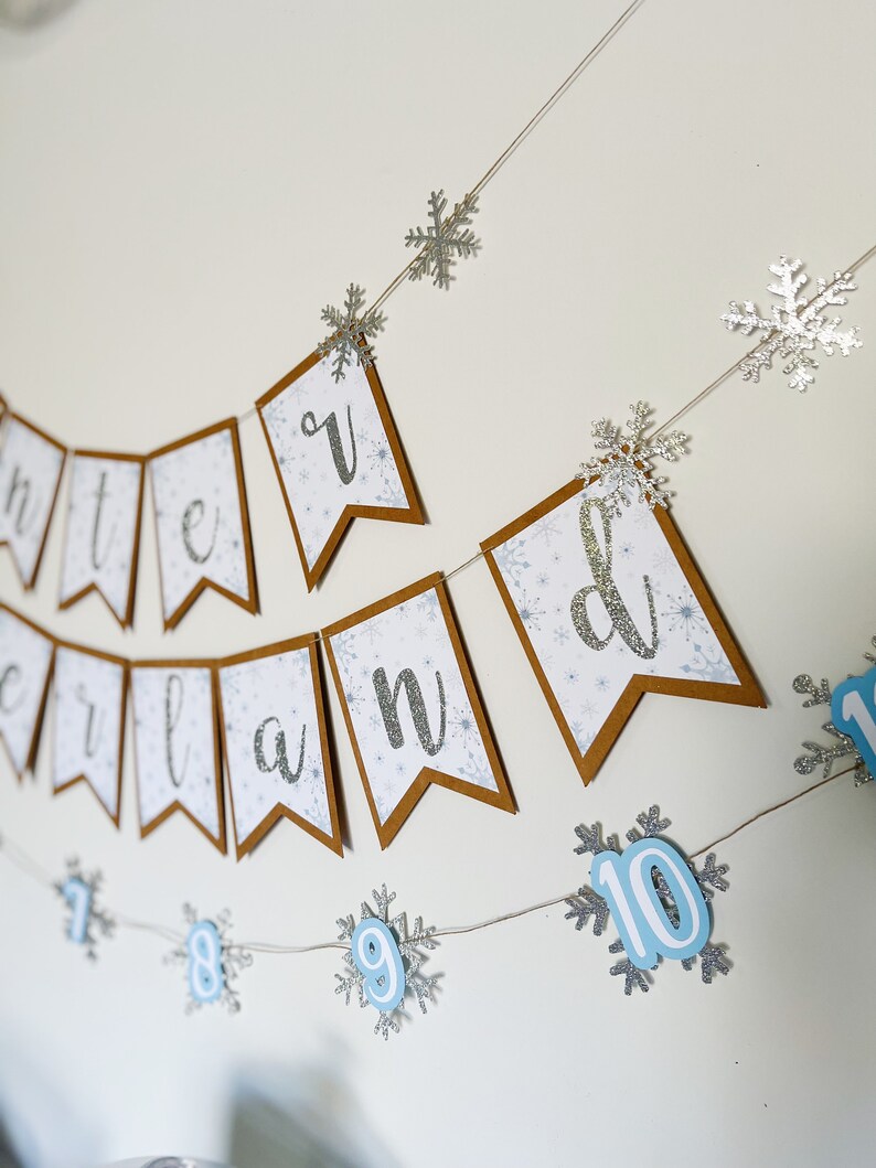 Snowflake Photo Banner Winter Onederland Photo Banner Winter Photo Clips 12 Month Photo Banner Winter Onederland Party Decorations image 6