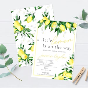 A Little Lemon is on the Way Baby Shower Invitation | Lemon Baby Shower Invitation | Baby Shower Invite Lemons | Lemon Shower Invites |