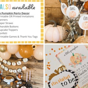 Little Pumpkin Cupcake Toppers Little Pumpkin Baby Shower Decorations Fall Baby Shower Decor Fall Themed Baby Shower Fall Baby image 6