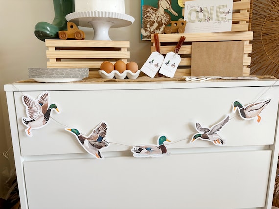 Duck Banner | Mallard Duck | One Lucky Duck Birthday Party | First Birthday Party Theme | One Lucky Duck | Paper Party Supplies | Boy Party