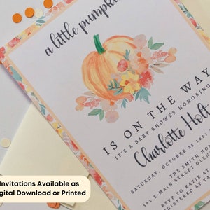 Little Pumpkin Baby Shower Invitation Fall Baby Shower Invitations A Little Pumpkin Decorations Fall Themed Baby Invitations image 3