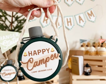 Kid Camping Water Canteen | Camping Party Favor | Camping Birthday | Adventure Party | Outdoorsy Toy | Personalized Kid Party Decor