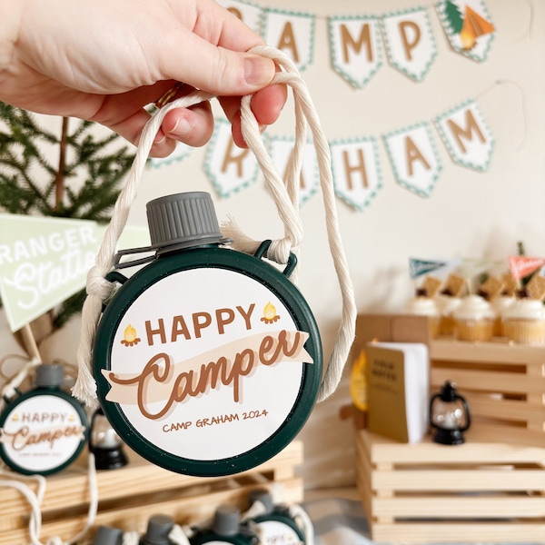 Kid Camping Water Canteen | Camping Party Favor | Camping Birthday | Adventure Party | Outdoorsy Toy | Personalized Kid Party Decor