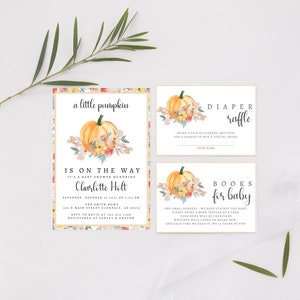 Pumpkin Diaper Raffle Card Template Fall Baby Shower Diaper Request Insert Printable Instant Digital Download Little Pumpkin Baby image 2