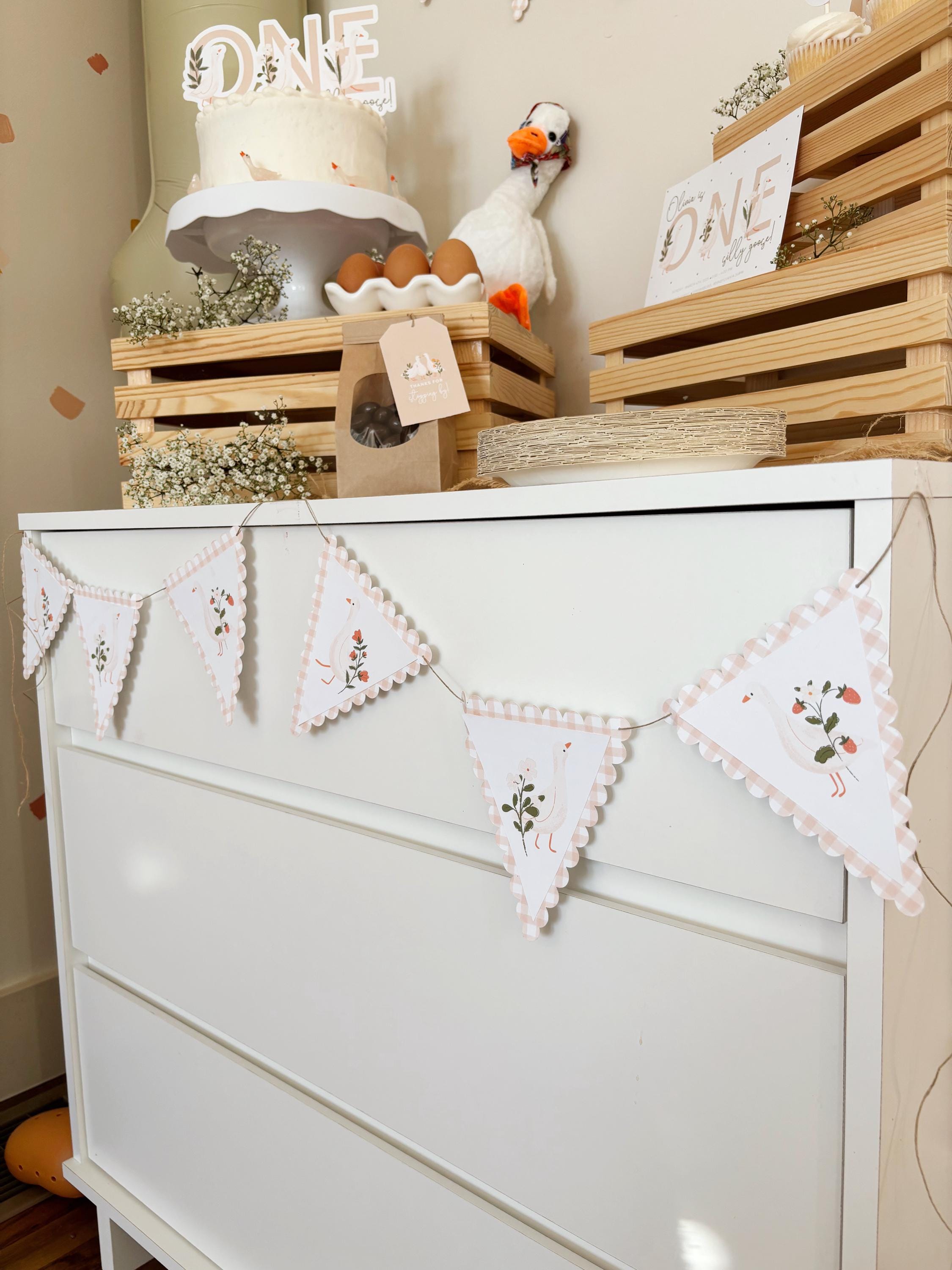 Pastellfarbenes Konfetti-Set „Glücksente“ – Gänse, Blumen, Kreise Für Babyparty & 1. Geburtstag