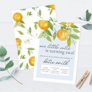 A Little Cutie is on the Way Baby Shower Invitation Clementine Orange Gender Neutral Gender Reveal Citrus Baby Shower Decoration image 2