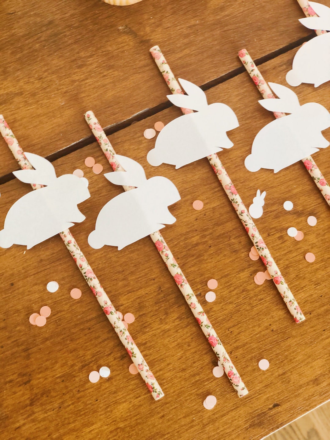 Bunny Straws Bunny Paper Straws Some Bunny is One Birthday Bunny