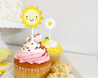 Sunshine One Cupcake Toppers | You Are My Sunshine Theme | Sunshine Birthday | One Cupcake Topper | Sun Theme Party | First Birthday