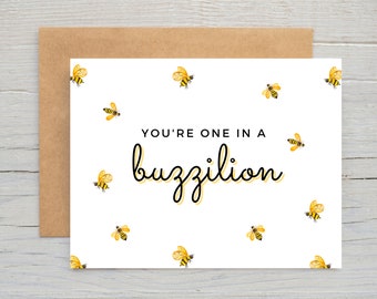 Card for Beekeepers | Bee Card | Birthday Card for Bee Lovers | Bee Greeting Card | You're One in a Buzzillion | Honey Bee | Bumble Bee