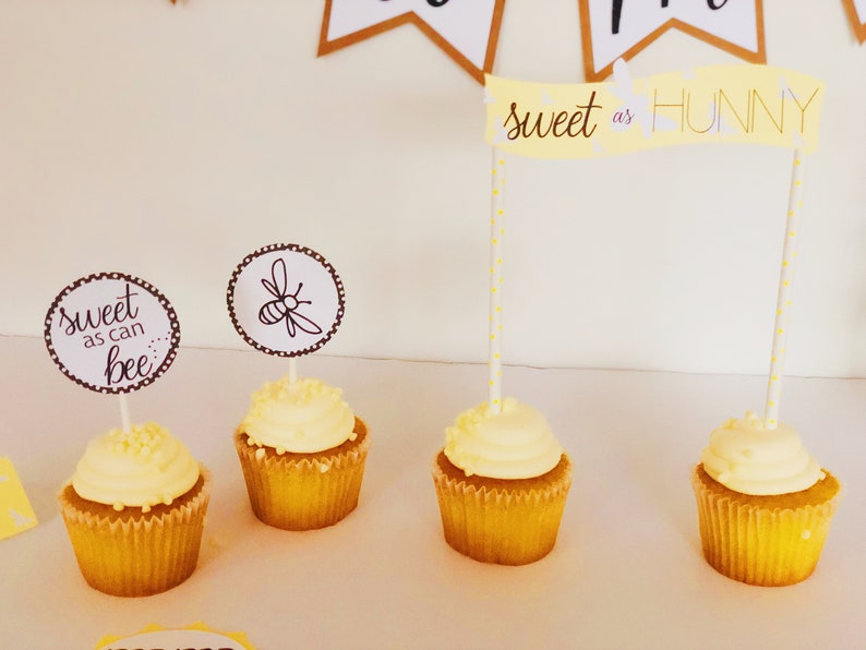 Bumble Bee Baby Shower Cupcake Toppers Bee Theme Baby Etsy