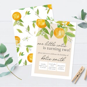 A Little Cutie is on the Way Baby Shower Invitation Clementine Orange Gender Neutral Gender Reveal Citrus Baby Shower Decoration image 5