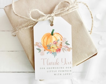 Little Pumpkin Baby Shower Thank You Tags for Party Favours | Printable Favour Tags for Thank You Gifts | Fall Baby Shower Gift Tags