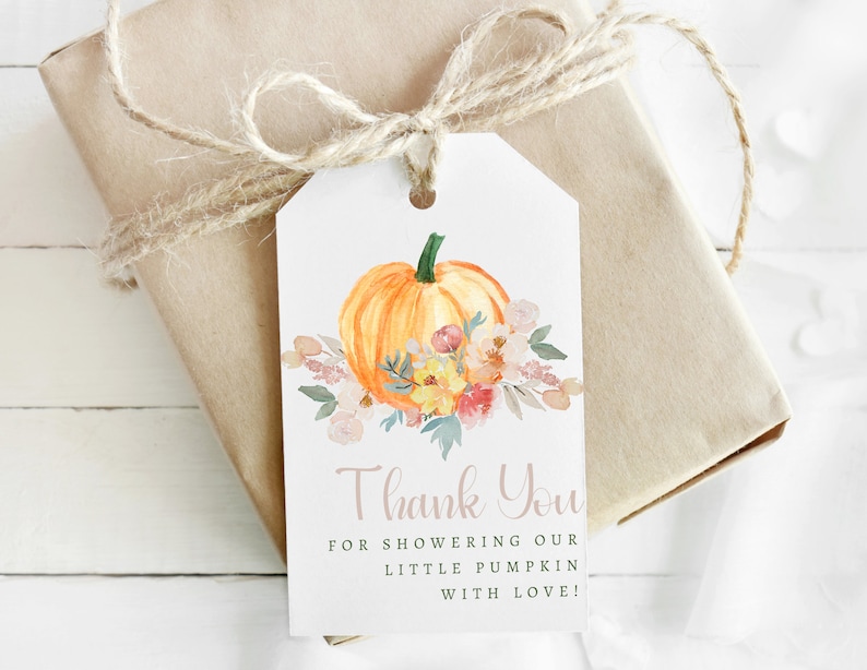 Little Pumpkin Baby Shower Thank You Tags for Party Favours Printable Favour Tags for Thank You Gifts Fall Baby Shower Gift Tags image 1