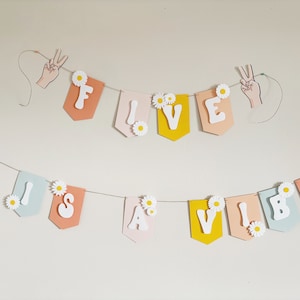 Five is a Vibe Birthday Banner | Daisy Birthday Party Decorations | 70s Party Theme | Flower Power | Retro Birthday Party | Girl | Hippie