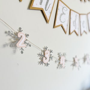 Snowflake Photo Banner Winter Onederland Photo Banner Winter Photo Clips 12 Month Photo Banner Winter Onederland Party Decorations image 1