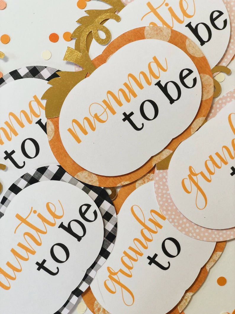 Little Pumpkin Baby Shower Button Momma to Be Corsage Little Pumpkin Shower Decoration Gender Neutral Baby Shower Decor Pumpkin Baby image 2