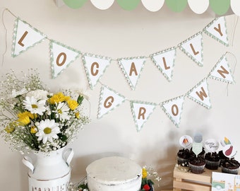 Farm Birthday Banner | Little Blue Truck Birthday | 2nd Birthday | Farmers Market Theme Birthday | Second Bday Decorations | Fruit Flower