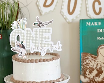 One Lucky Duck Cake Topper | Mallard Duck Cake Decorations | 1st Birthday Party Theme | First Birthday Cake Topper | Duck Hunt | Fall Bday